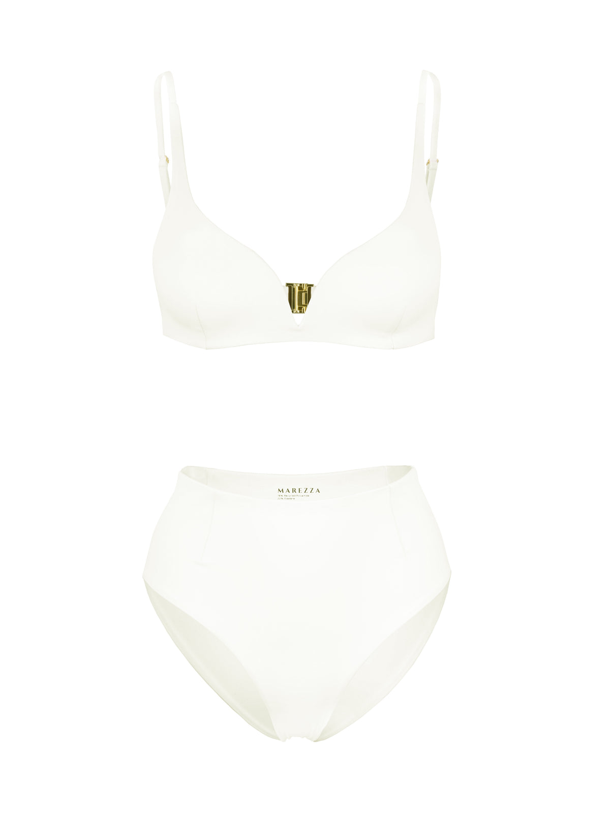  Ligeia V-Wire - Top de bikini con pinzas color marfil