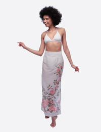Isola Madre Silk-Cotton Maxi Skirt with Artisan-Designed Camellia Blossom Print