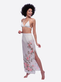 Isola Madre Silk-Cotton Maxi Skirt with Artisan-Designed Camellia Blossom Print
