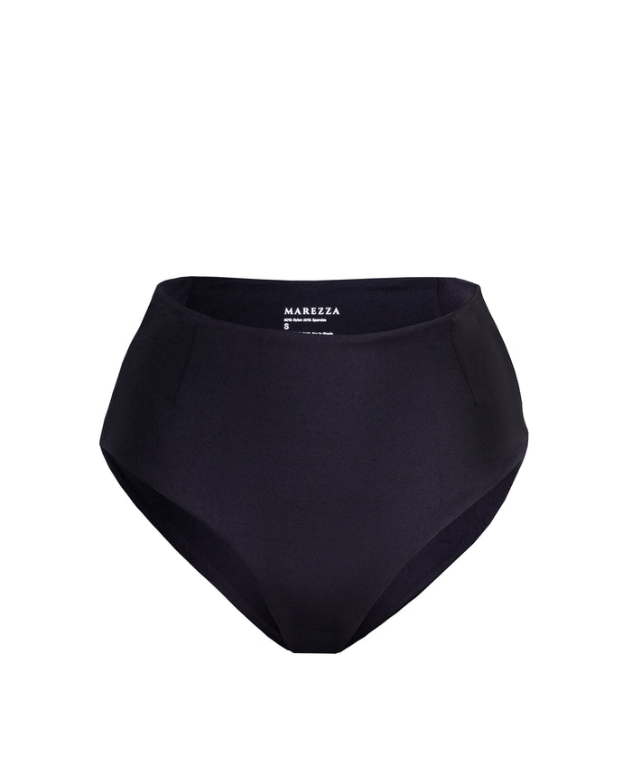 Ligeia Darted High Rise Bikini Bottom Metallic Black