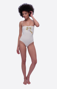 Isola Bella One-piece Bustier Swimsuit with Passiflora