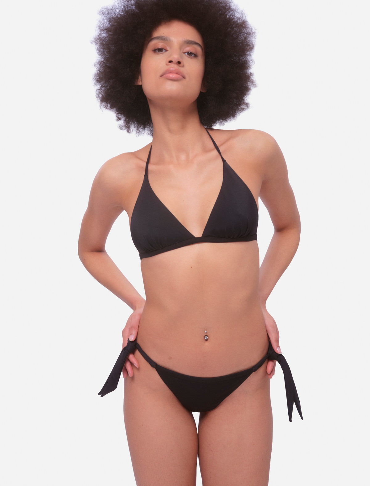 Stresa Side-Tie Triangle Bikini Set - Black