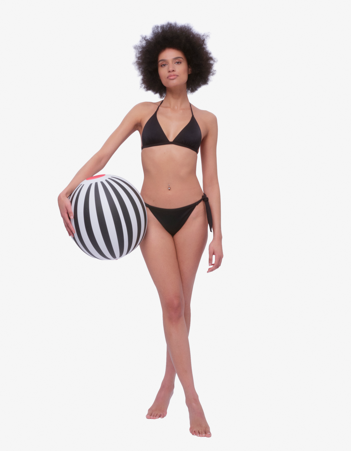 Stresa Draped Triangle Bikini Top - Black