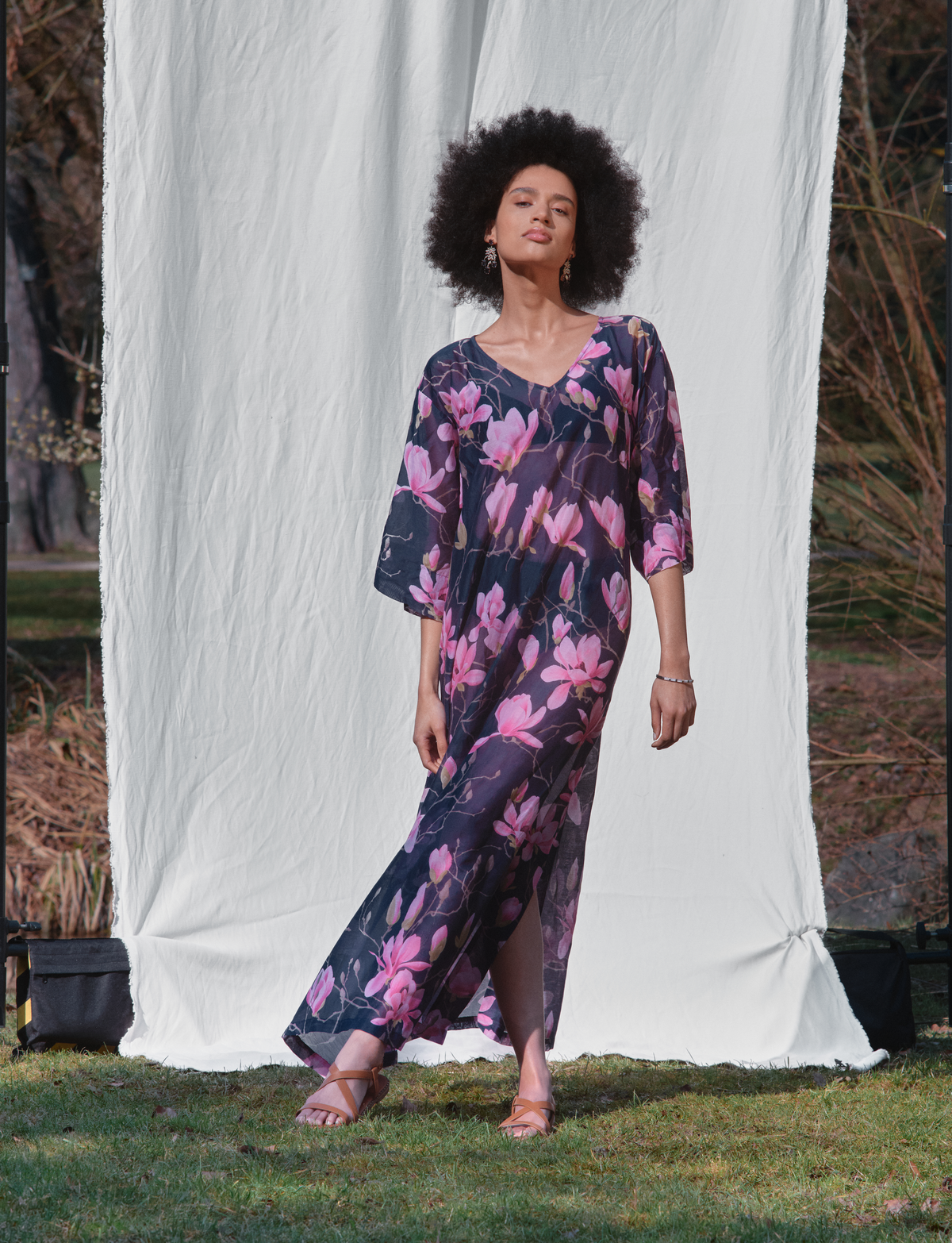 The Magnolia Dream — One Size Silk-Cotton Caftan