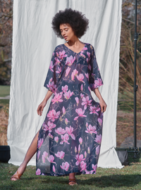 The Magnolia Dream — One Size Silk-Cotton Caftan