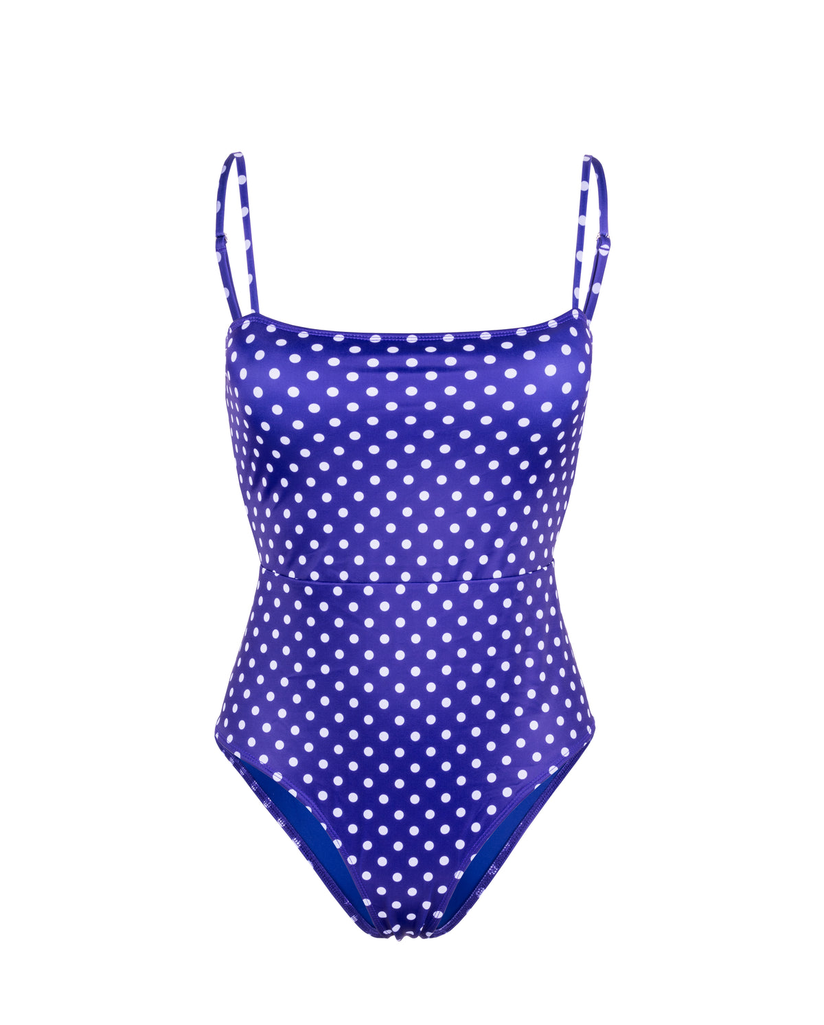 Melania Blue and White Polka Dots Padded One Piece