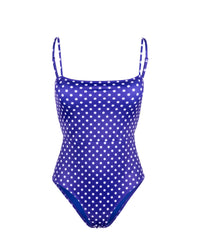 Melania Blue and White Polka Dots Padded One Piece